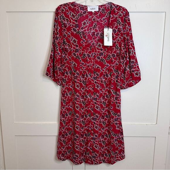 NWT Ba&sh Jazz Floral Midi V Neck Dress In Red 3 - Picture 2 of 7